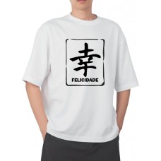 Camiiseta masculina ideograma felicidade