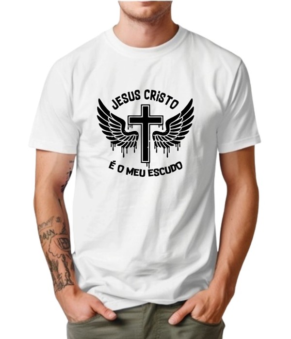 Camiseta  Personalizada  Jesus Cristo é o meu escudo