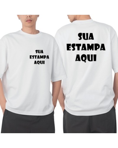 Camiseta  Personalizada – Estampa no Bolso e Costas  em 1 Cor