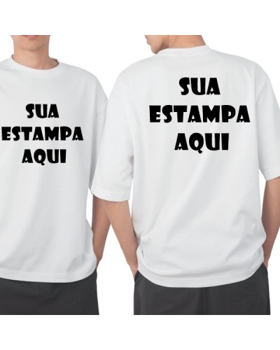 Camiseta Branca  Personalizada - Frente e Costas (Estampa 1 Cor)