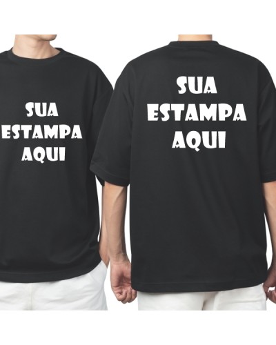 Camiseta Preta Personalizada - Frente e Costas (Estampa 1 Cor)