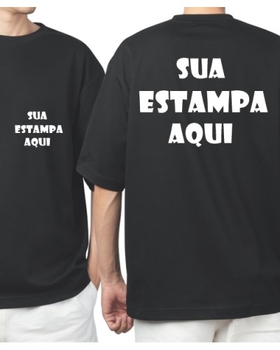 Camiseta Preta Personalizada - Frente e Costas (Estampa 1 Cor)