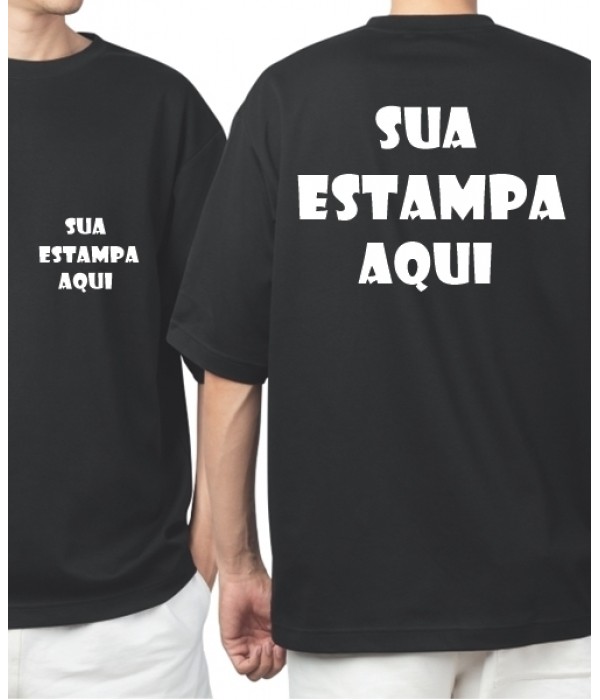Camiseta Preta Personalizada - Frente e Costas (Estampa 1 Cor)